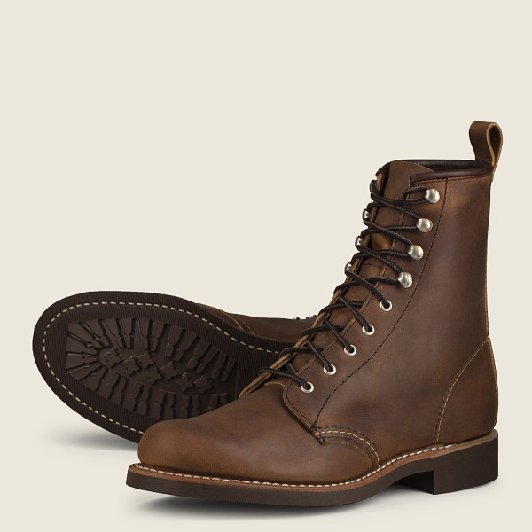 Red Wing Heritage Boots Brown - Womens Silversmith - Short Rough & Tough Leather - 7893-YLCBI